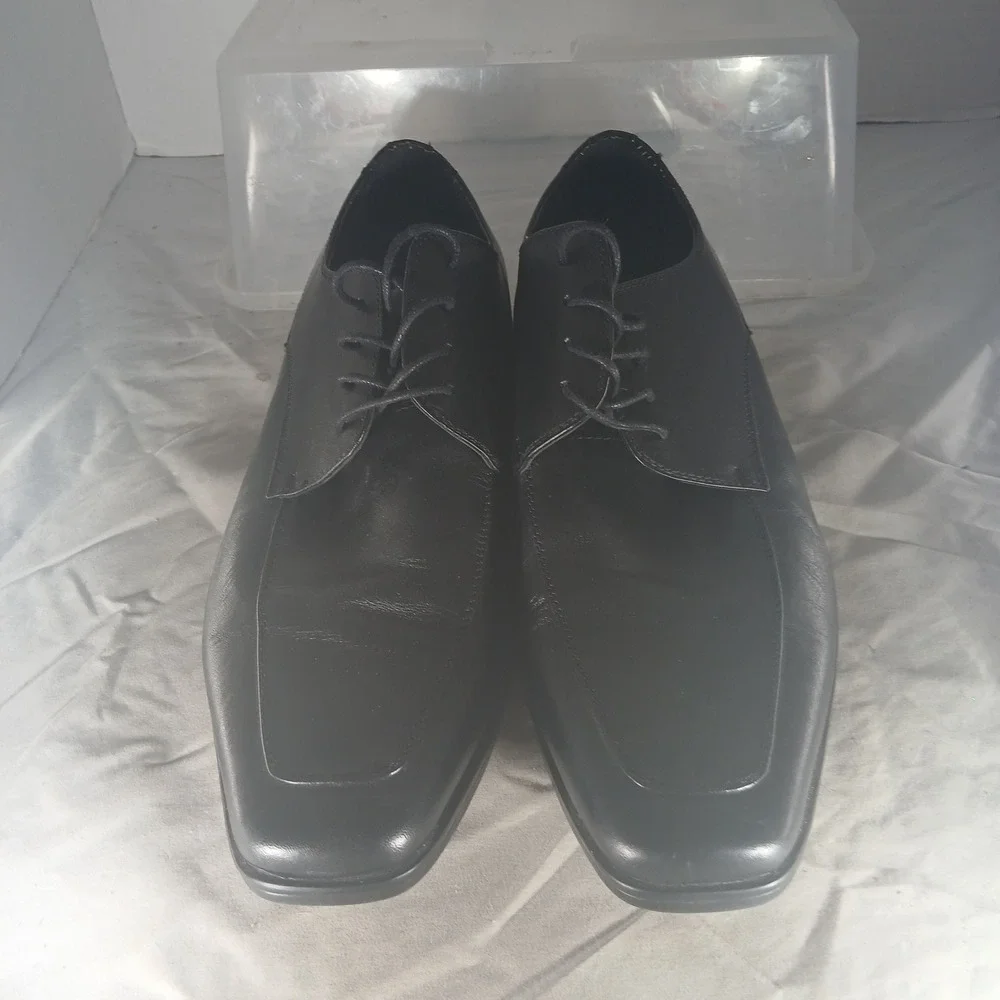 Aldo Leather Derby Dress Shoes 11 Black Square Toe‎ Formal Business Professional